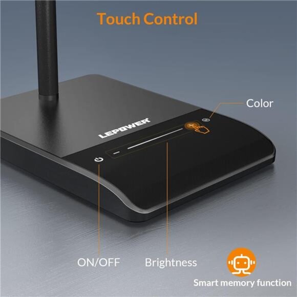 LED Desk Lamp, 800LM for Home Office, 12W Reading , Eye-Caring Desk Light, Touch - Picture 6 of 7